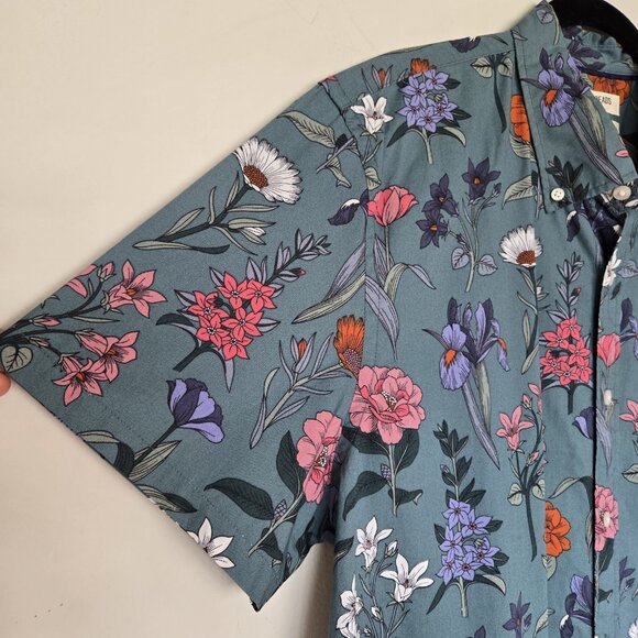 Goodthreads Floral Button Down Shirt Men's XL Poplin Slim Fit Pocket Vacation - Picture 4 of 12